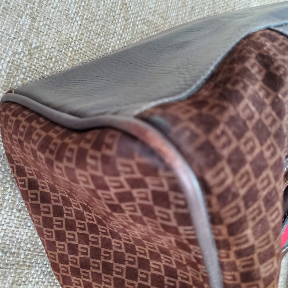 Authentic Vintage Gucci Boston Handbag Brown Suede - Picture 12 of 15
